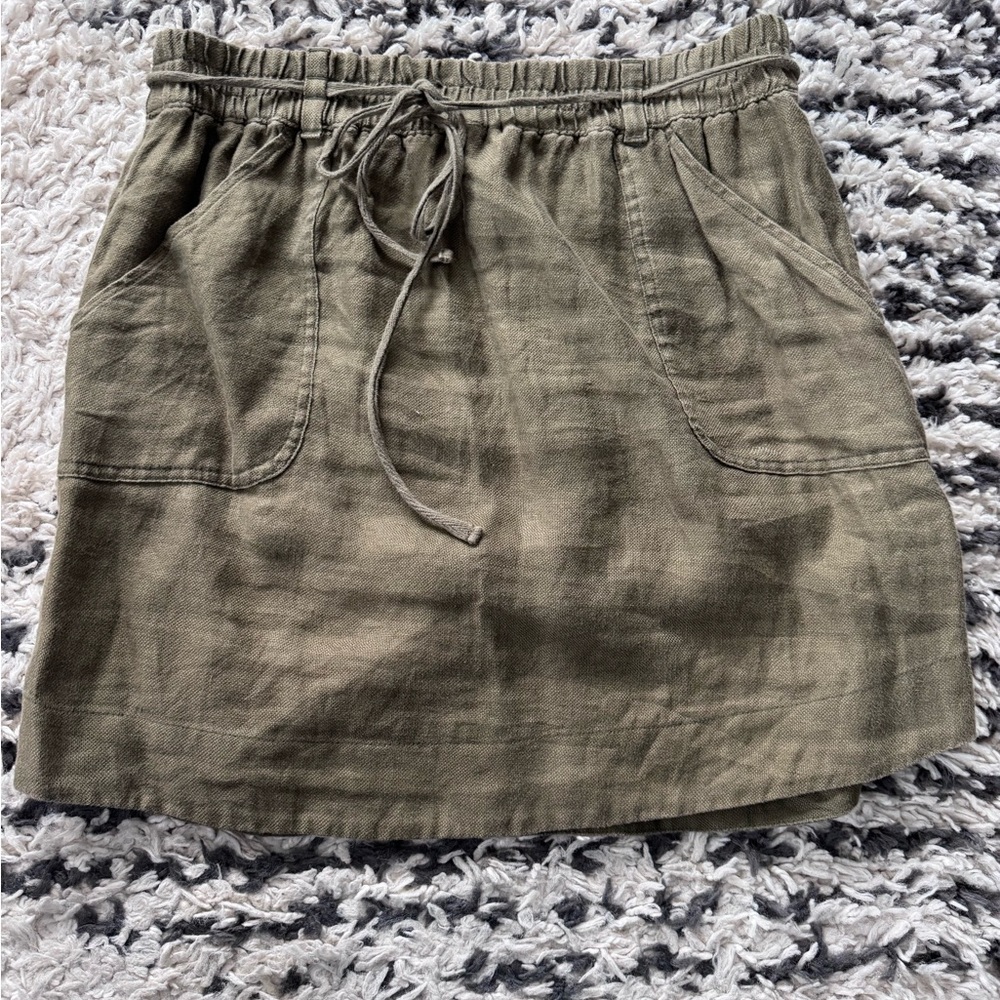 LOFT Olive Mini Skirt with Drawstring